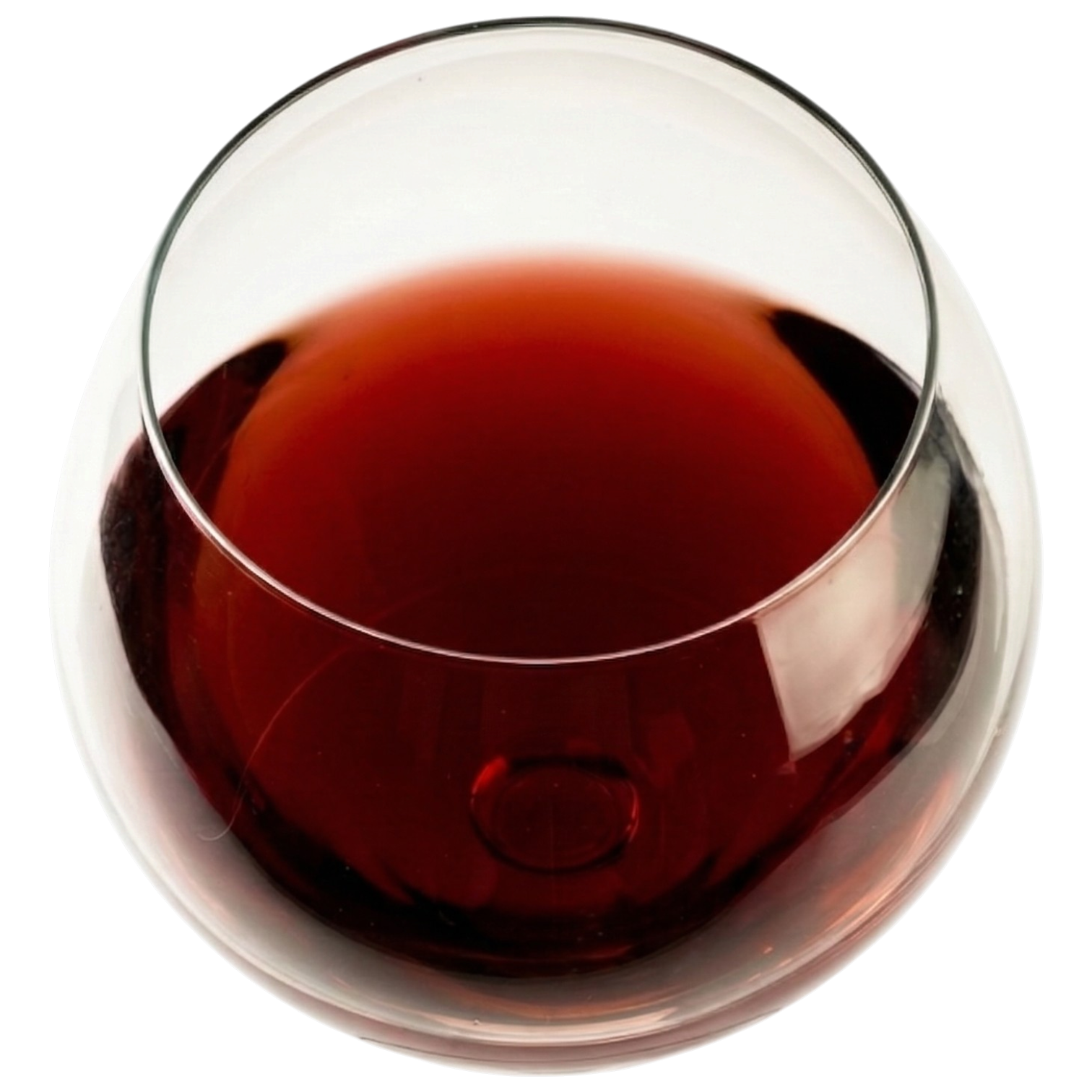 Deep garnet wine in glass
