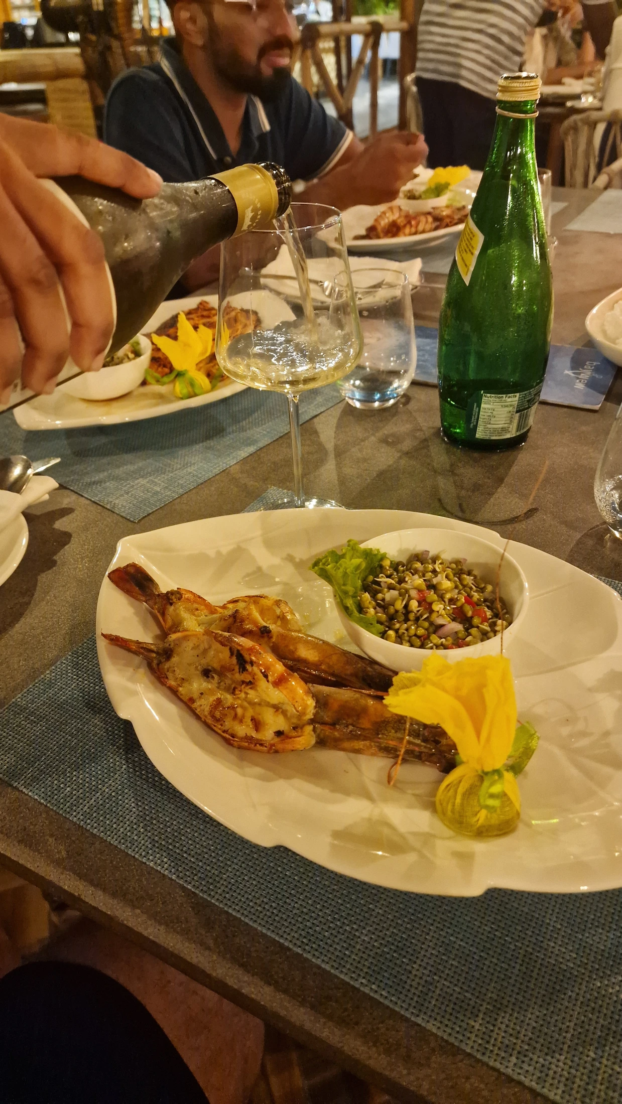 Pouring Fratelli Master Selection Chardonnay - Sauvignon Blanc 2025 at dinner in Chennai