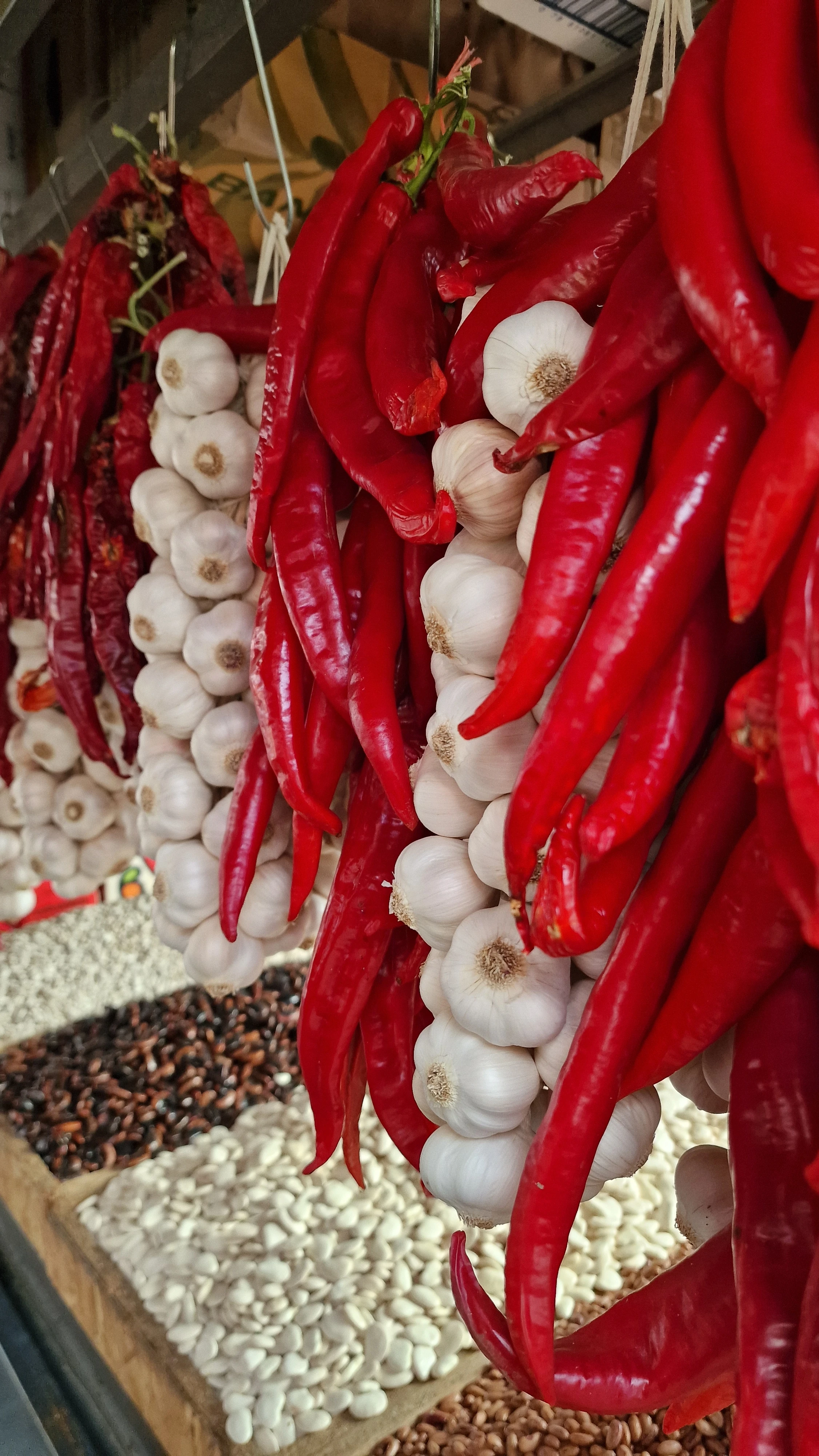 Vinarija Radovan 100% Prokupac 2023: Red peppers and garlic at Palilula market
