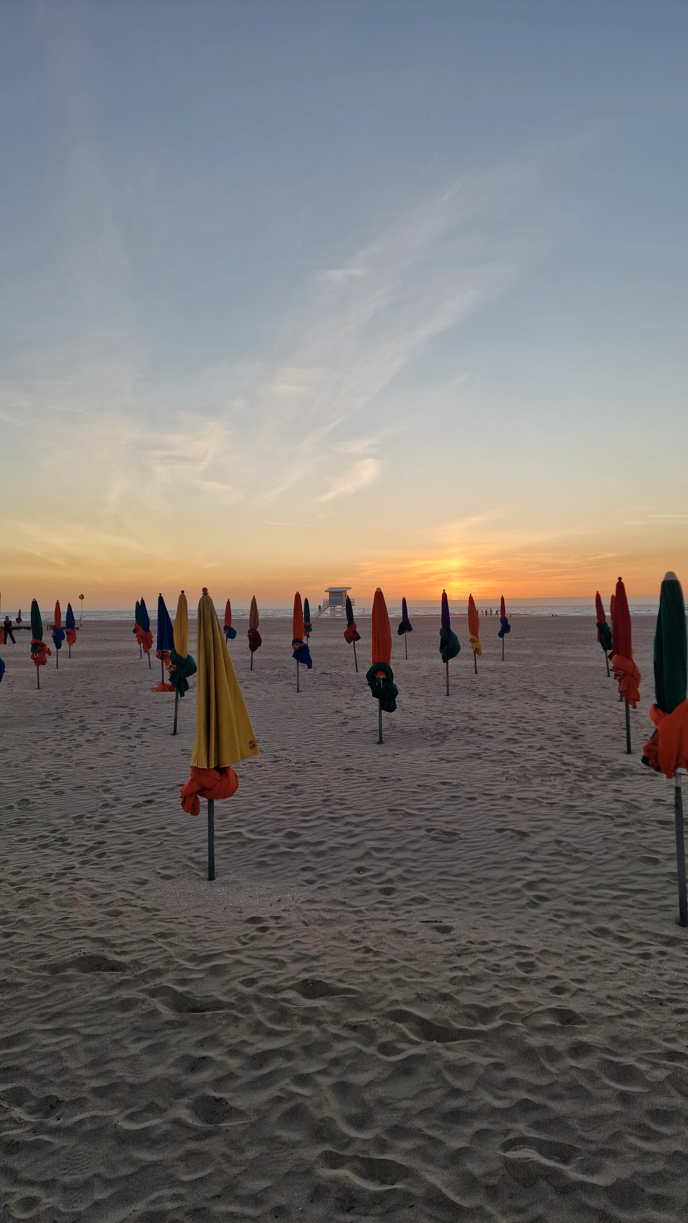 Deauville beach at sunset
